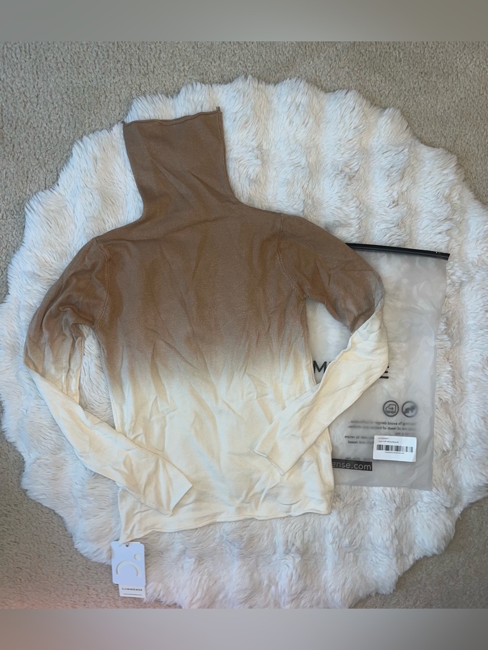 ✨NWT COMMENSE Ombré Gradient Brown Off-White Turtleneck Knit Top 🍂🍁